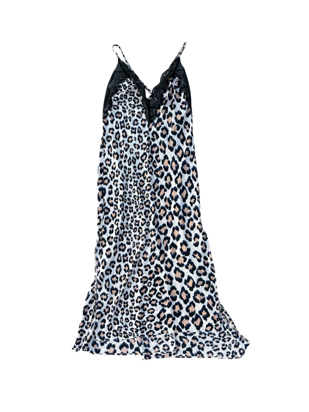 NWT Victoria’s Secret Leopard Print Lace Trim Midi Slip Dress L Grunge